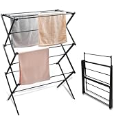YUBELLES 3 Tiers Extendable Clothes Drying Rack, Vertical Laundry Rack Portable and Collapsible f...