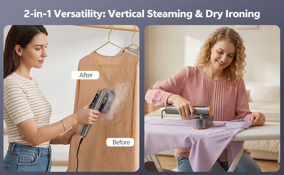 2-in-1 Compact Clothes Steamer & Iron