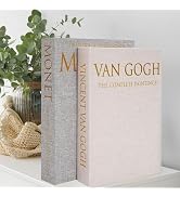 Hiwhy Decorative Book Storage Box Set of 2, Stylish Decorative Books, Linen Faux Book Storage Box...