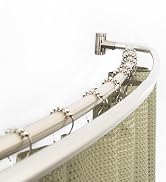 JS Jackson Supplies Double Curved Shower Rod, Metal Construction, Adjustable Between 44 to 70 Inc...