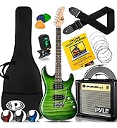 Pyle Beginner Electric Guitar Kit with Amp - Starter Kit Full Size 39" Instrument Package with Hu...