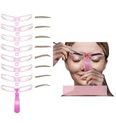 8 Pcs Eyebrow Shaping Kit, Eyebrow Stencils, 8 Styles Reusable Eyebrow Stencil with Handle and St...