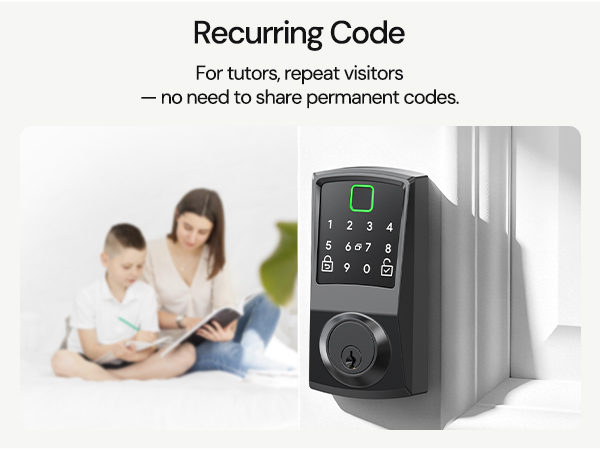 For tutors, lessons, repeat visitors — no need to be home or share permanent codes.