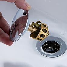 Bathroom Sink Drain,Vessel Sink Pop Up Drain With Detachable Basket Stopper