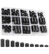 Exqutoo Black ABS Round Washers ID 6.2mm,OD 11mm, 3mm 4mm 5mm 6mm 8mm 10mm 15mm 18mm 20mm Length,...
