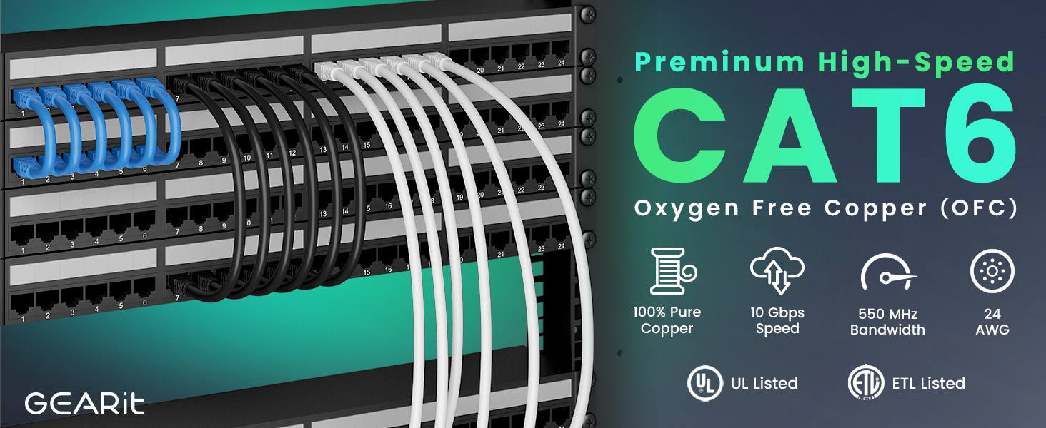 cat6 ethernet cable high performance 100% pure copper 10 gbps speed 550 MHz UL