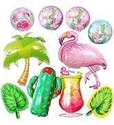 GOER Flamingos Theme Party Foil Balloons Kit,10 Pcs Giant Helium Balloons for Flamingos Western C...