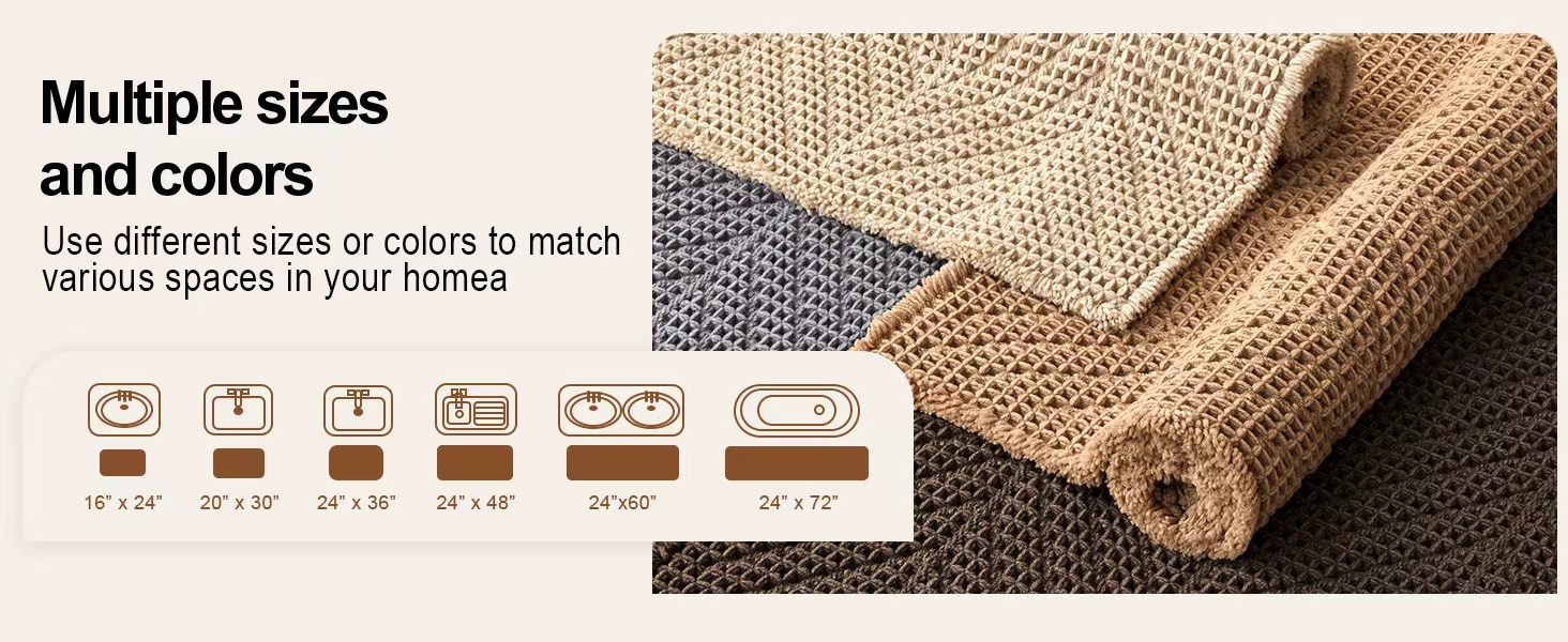 Multiple sizes and colors bathroom mat