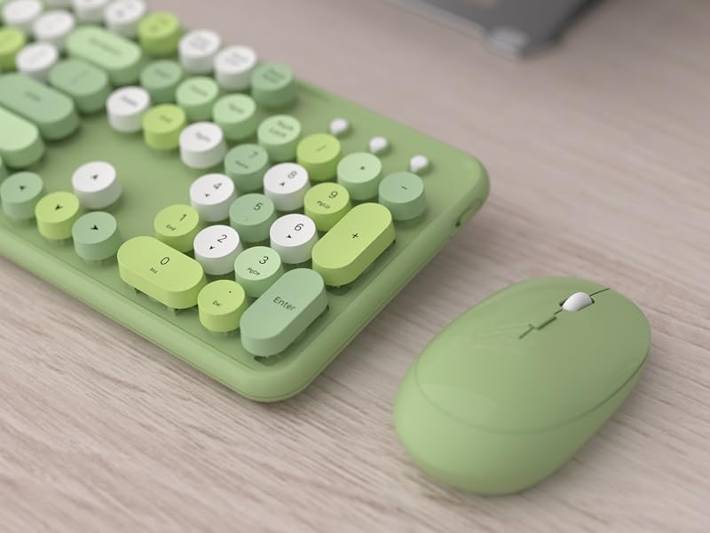green wireless keyboard and mouse