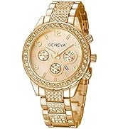 Gosasa Luxury Unisex Crystal Diamond Watches Quartz Digital Calendar Rose Gold Silver Stainless S...