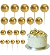 ASTARON 20 Pcs Ball Cake Topper Decorations Mini Balloons Cake Topper Sticks Gold Balls Cake Pick...
