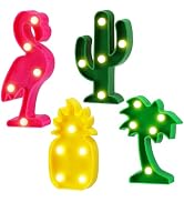 Cute Hawaiian Party Decoration Lights - Mini LED Flamingo Pineapple Palm Tree Cacti Signs, Summer...