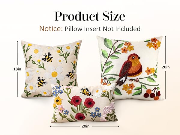 Embroidered Throw Pillow Covers