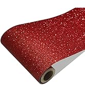 CRE8TIVE Red Glitter Wallpaper Border Peel and Stick Self Adhesive Removable Shiny Fabric Wall Bo...