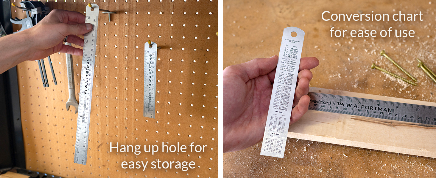 3-pack Metal Ruler Set Accurate Measurements Conversion Chart
