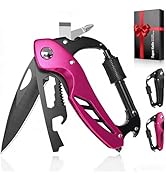 9 in 1 Multitool Carabiner Pocket Knife, Stocking Stuffers Gifts for Men, EDC Carabiners with Fol...