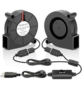 AmRunJe 50mm x 15mm USB Blower Fan 2 Pack 5v Squirrel Cage Blower Fan with Variable Speed for Coo...