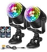 Apeocose 2 Pack Disco Ball Light Sound Activated with Remote Control & Suction Cup Mount, USB Pow...