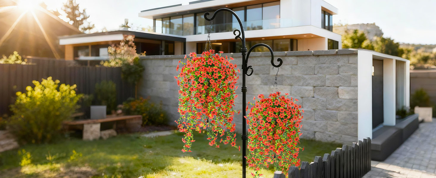 artificial hanging plants outdoors