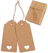 BEISHIDA 100pcs Blank Gift Tags, Hollow Heart Brown Kraft Paper Tags with String for Mother's Day...