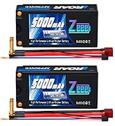 Zeee 2S Shorty Lipo Battery 5000mAh (Roar Approved) 7.4V 120C with 5mm Bullet to Deans Connector ...