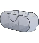 Mesh Laundry Hamper Basket, Sturdy 3 Compartments Laundry Basket, Foldable Pop up Laundry Hamper ...