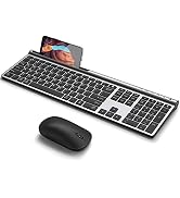 Wireless Keyboard and Mouse Combo, CHESONA Bluetooth Rechargeable Full Size Multi-Device (Bluetoo...