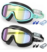 VegoVia Kids Swim Goggles 2 Pack, Anti-Fog UV Protection Wide View Swimming Goggles for Kids 3-15...