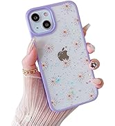 DEFBSC Cute Clear for iPhone 13 Case, Daisy Sparkly Bling Glitter Design Case Girls Woman Soft Sl...