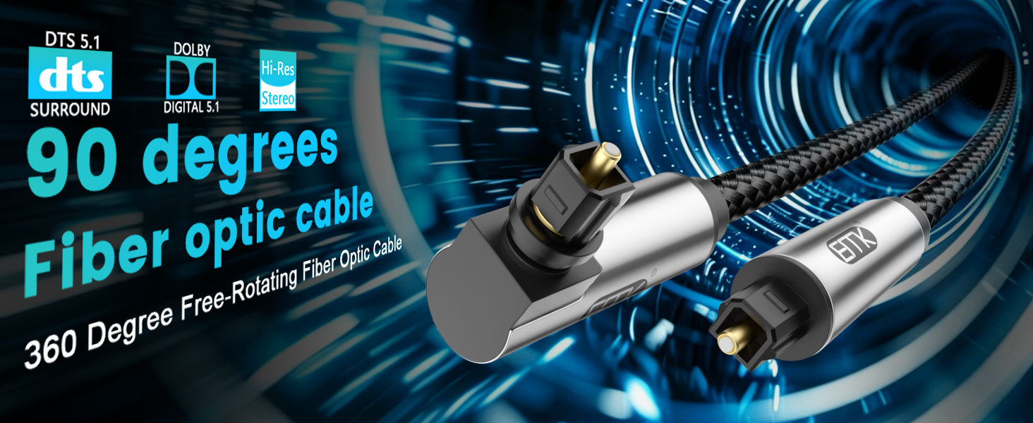 90 degree optical audio cable
