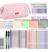 Nicpro 84 PCS Aesthetic Book Annotation Kit with Pen Case, 12 Dual Highlighters, 5 Gel Pens, 6 Me...
