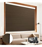 Motorized Cellular Shades with Remote Blackout Honeycomb Smart Blinds Options for Indoor Windows,...
