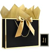 JMANNI 1PCS Large Gift Bag with Ribbon and 1 Greeting Card 2 Tissue Papers, Portable Paper Gift B...
