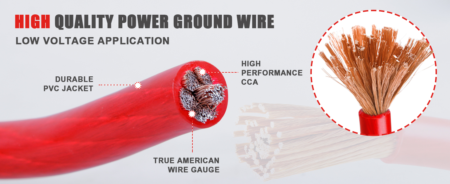 Power Ground Wire CCA Primary Amp Wiring