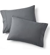 Bedsure Pillow Cases Queen Set of 2 - Dark Grey Double Brushed Microfiber Pillowcases 2 Pack, Sup...