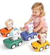 IOMDRWU Press to Go Car Toys for Toddlers 1-3, Animal Baby Cars, Push Go Friction Inertia Car, In...
