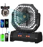 ADUST Portable Camping Fan Battery Powered Operated with LED Light 20000mAh Rechargeable Oscillat...
