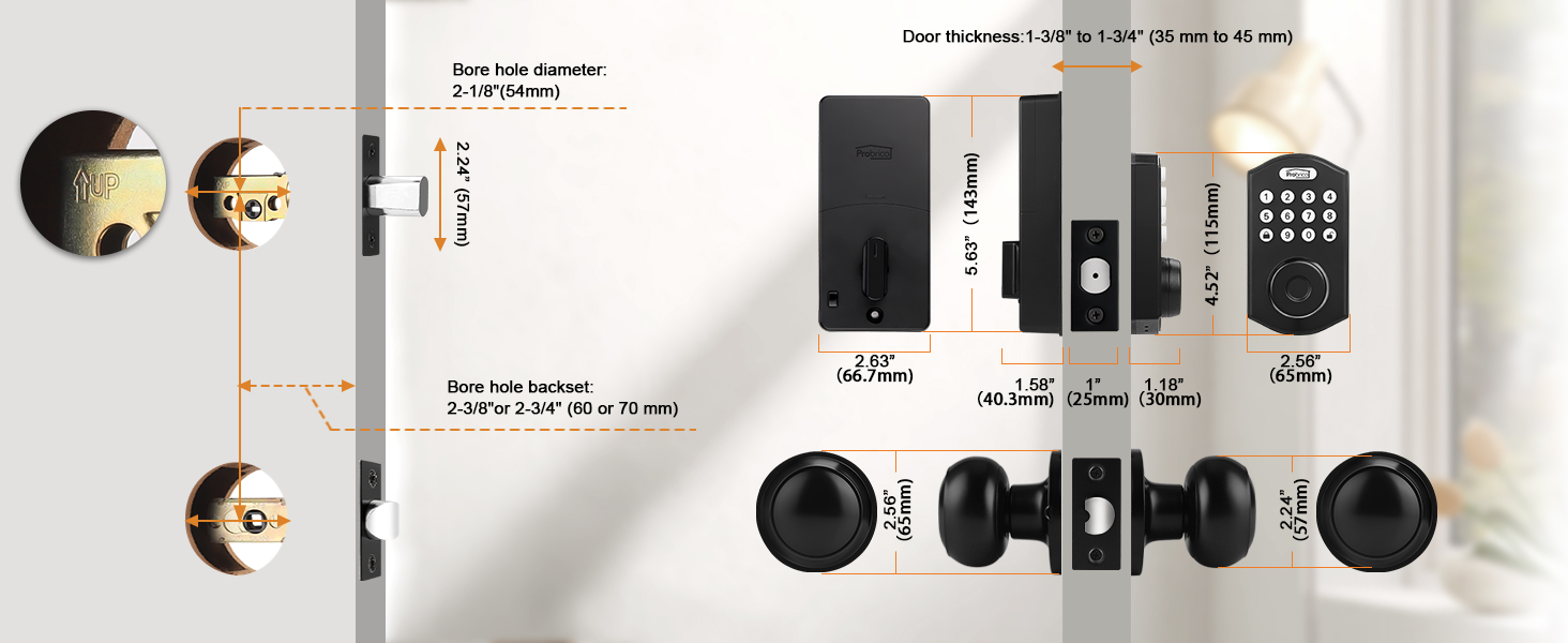 smart door lock with knob