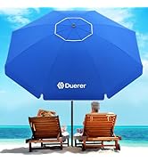 Duerer 8.5FT Beach Umbrella with Sand Anchor–Heavy Duty Wind Resistant UPF 50+ Sun Shade, Portabl...