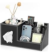 Sumnacon Tissue Box Cover, Square PU Tissue Box Organizer, Leather Tissue Covers with Storage, St...