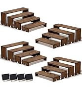 HBlife 4 Set Widened Wood Display Risers for Vendor Events, Stackable Modular Cupcake Stand Buffe...