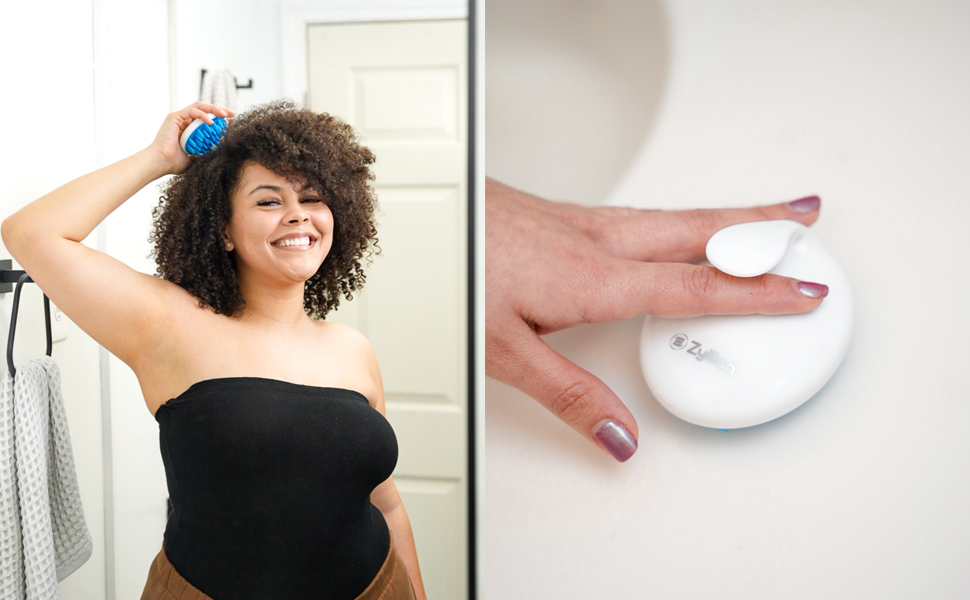 zyllion zma-12 scalp massager hair brush for shampoo and exfoliation for all hair types