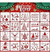 Koogel 20 Pcs Christmas Stencils, Holiday Stencils Merry Christmas Stencil Christmas Word Stencil...