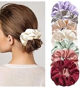 BAISEN Satin Scrunchies for Women – 7PCS Colorful Softer Than Silk Scrunchies, Hair Ties No Damag...