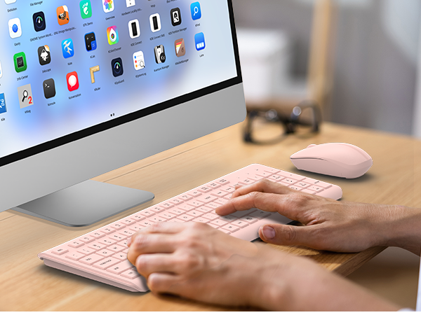 Wireless Keyboard and Mouse Combo, Full Size Silent Ergonomic Keyboard Mouse