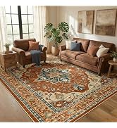 RELEANY Area Rugs 5'x7' Washable Non-Slip, Floral Vintage Distress Print Pattern Medallion Carpet...