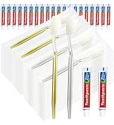 KBTYUDD 30pcs Disposable Toothbrushes with Toothpaste Individually Wrapped, 2 Color Disposable To...