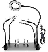 Magnetic Helping Hands Soldering Station with 4 Flexible Helping Hands, 5X Magnifying Glass and A...