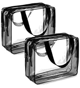 2Pcs Crystal Clear Toiletry Bag Kit for Women Men, Travel Beach Essentials PVC Waterproof Vinyl O...