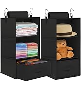punemi 2 Pack 3-Shelf Hanging Closet Organizer and Storage, Hanging Closet Storage Organizer with...